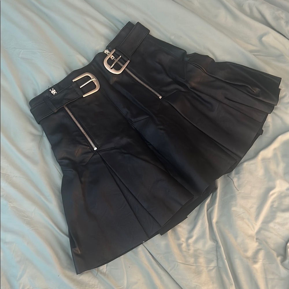 Topshop Black Skater Skirt with Silver Buckles